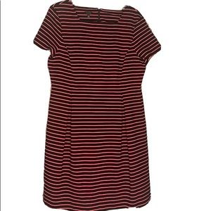 Talbots Dress Sz 16 Black Pink Stripe short sleeve